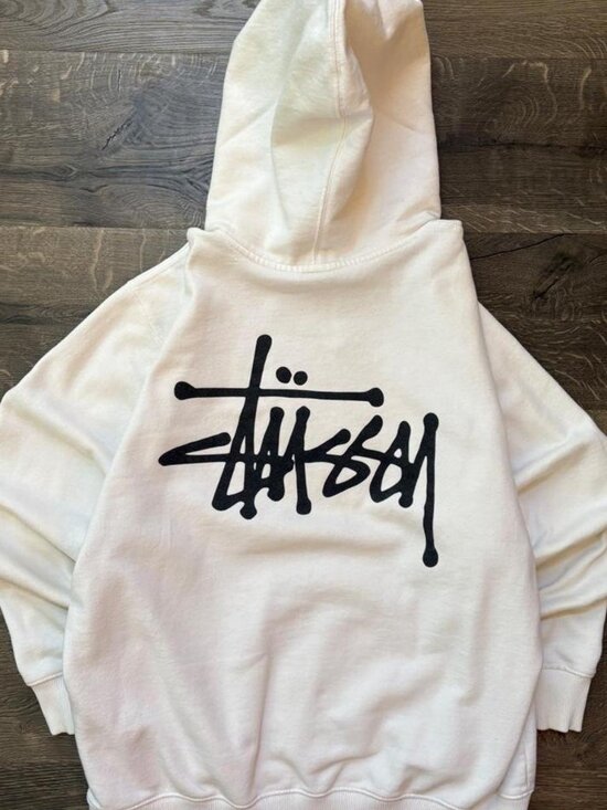 Stüssy Other - Stüssy White Skater Hoodie with Black Stüssy Logo (M)